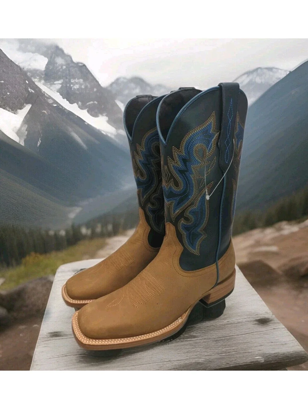 $330 J.B. Dillon Reserve Cowboy Western Blue Tan Leather Boot JBRP3250 Mens 8.5